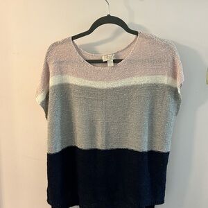 LOFT Colorblock Crew Neck Sweater - Pink, Gray, Navy